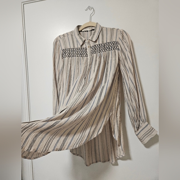 Floreat By Anthropologie Striped Nothfork Tunic Blouse - Picture 5 of 11